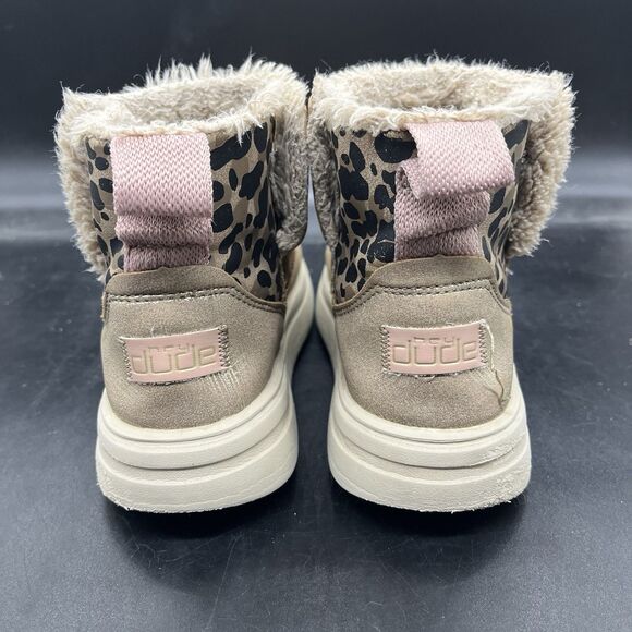 Hey Dude Mel youth bootie size 1Y / Ladies 2 'chestnut' brown leopard print - Picture 4 of 7